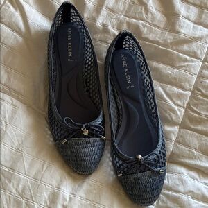 Anne Klein Navy Mesh Ballet Flats